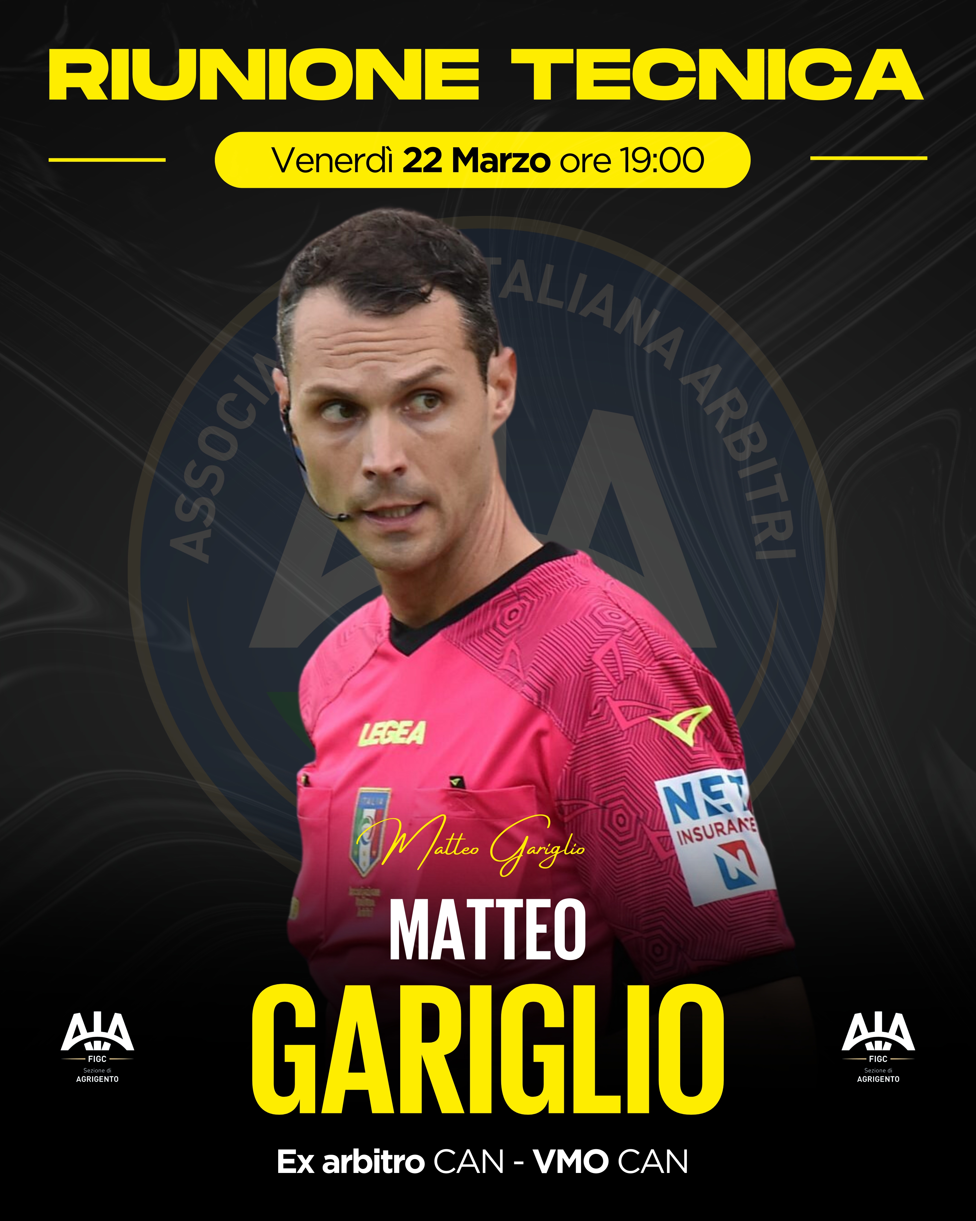 UN EX ARBITRO DI SERIE A AD AGRIGENTO STASERA